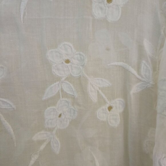 Kiko Confidant Clothing Sustainable Cotton Sheer White Blouse Coverup One Size - Picture 3 of 5